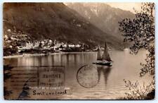 1927 RPPC SWITZERLAND TERRITET ET LE GRAND HOTEL*SAILBOATS*MOUNTAINSREAL PHOTO picture