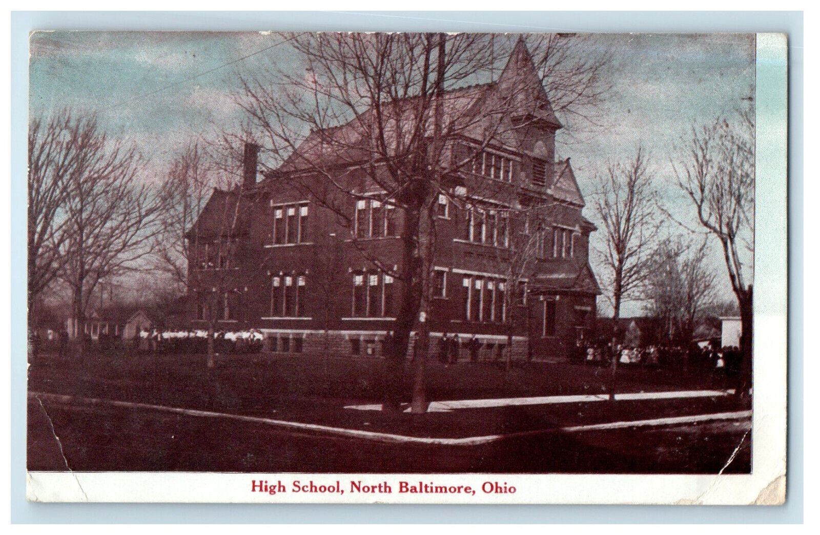 1910 High School, North Baltimore Ohio OH Edon OH Posted Antique Postcard