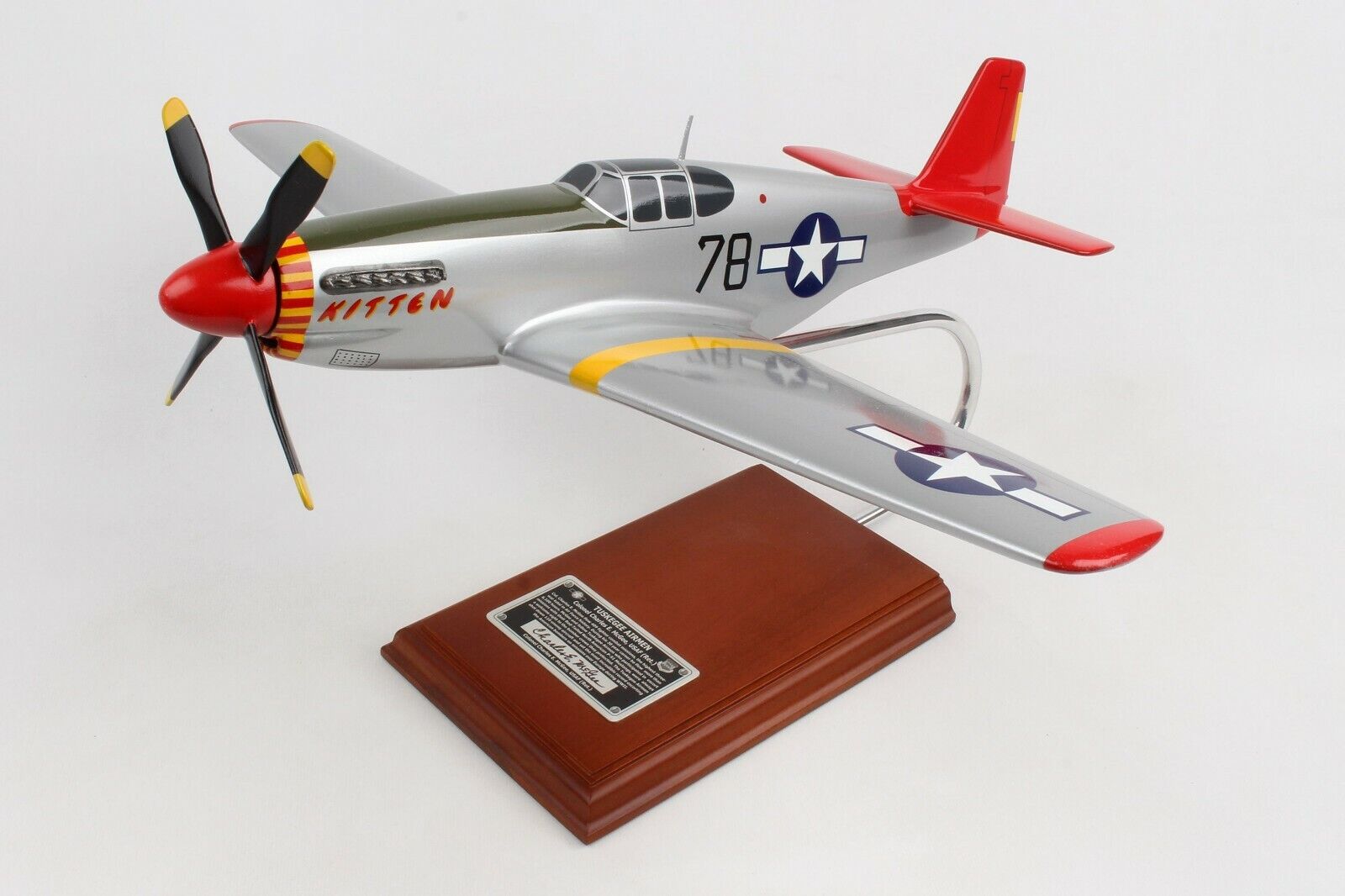 USAF P-51C Mustang Tuskegee Signed By Charles McGee Desk 1/24 Model AK Airplane