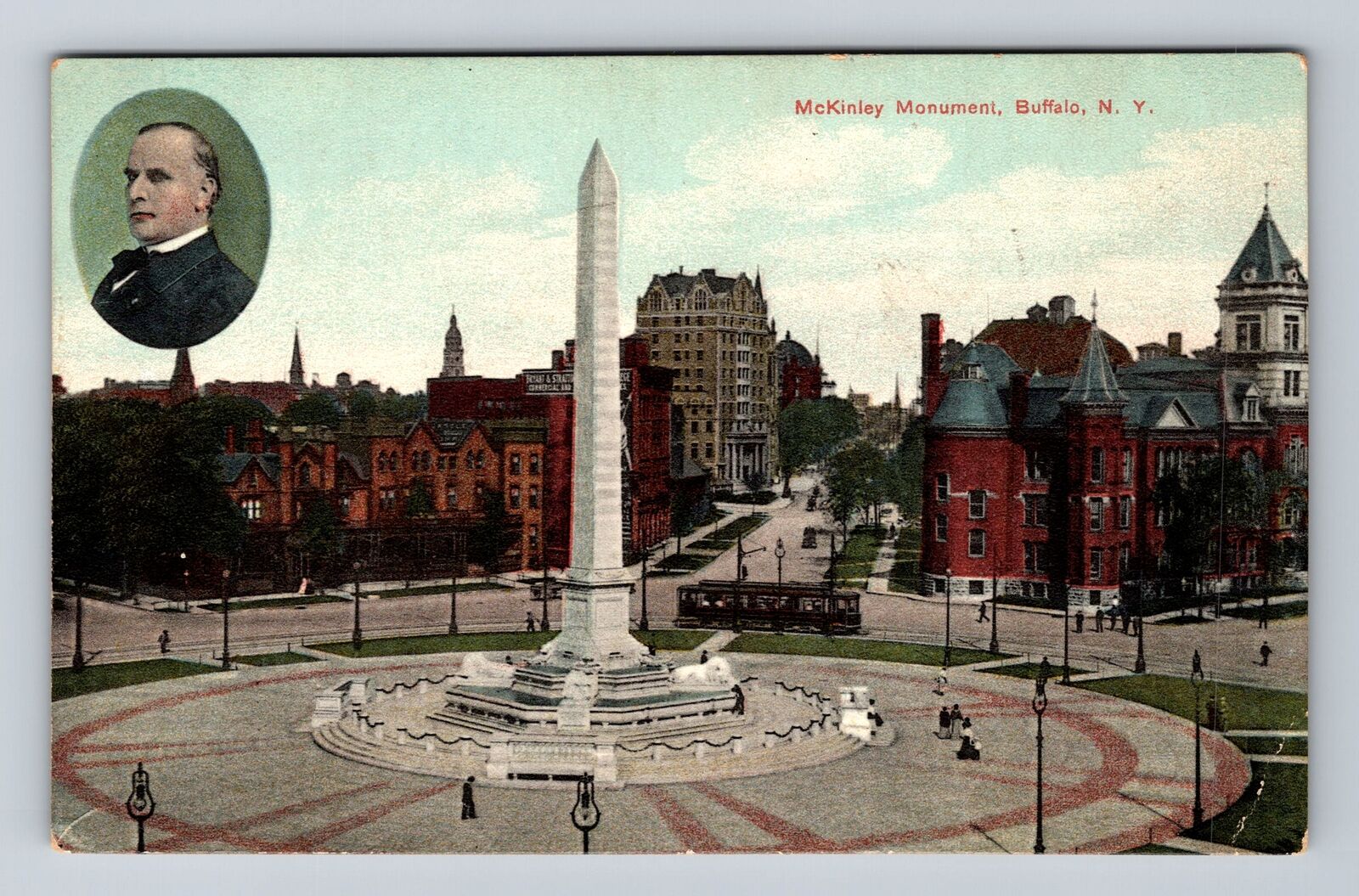 Buffalo NY-New York, Scenic View McKinley Monument, Antique Vintage Postcard