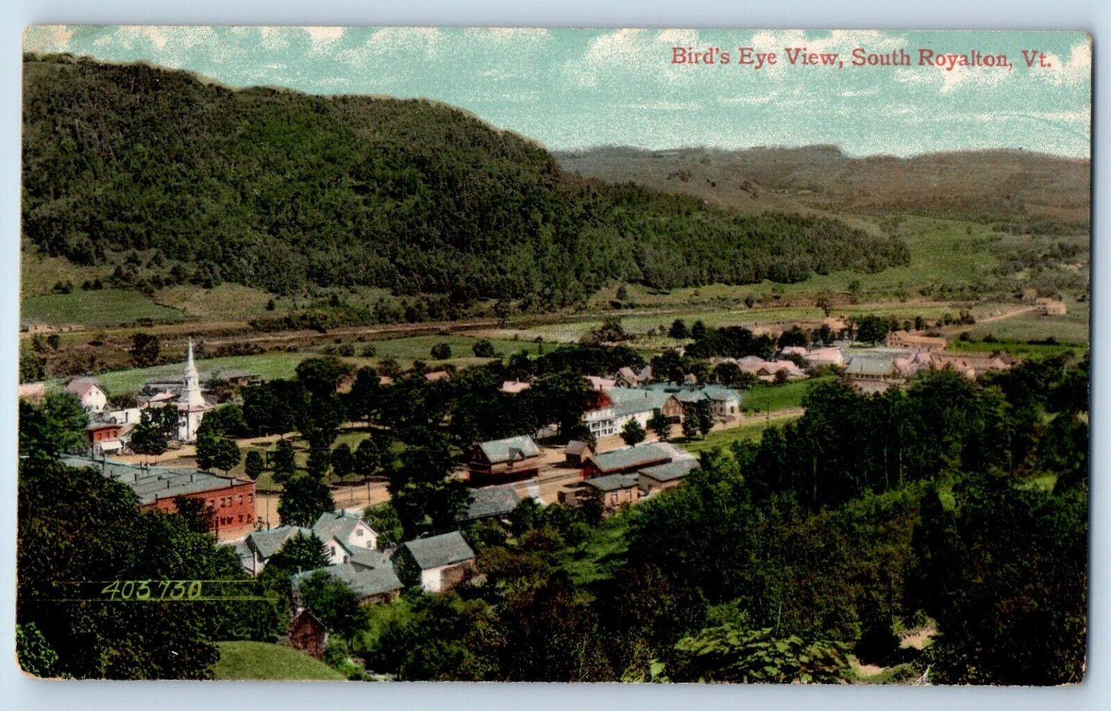Royalton Vermont VT Postcard Birds Eye View South Exterior 1910 Vintage Antique