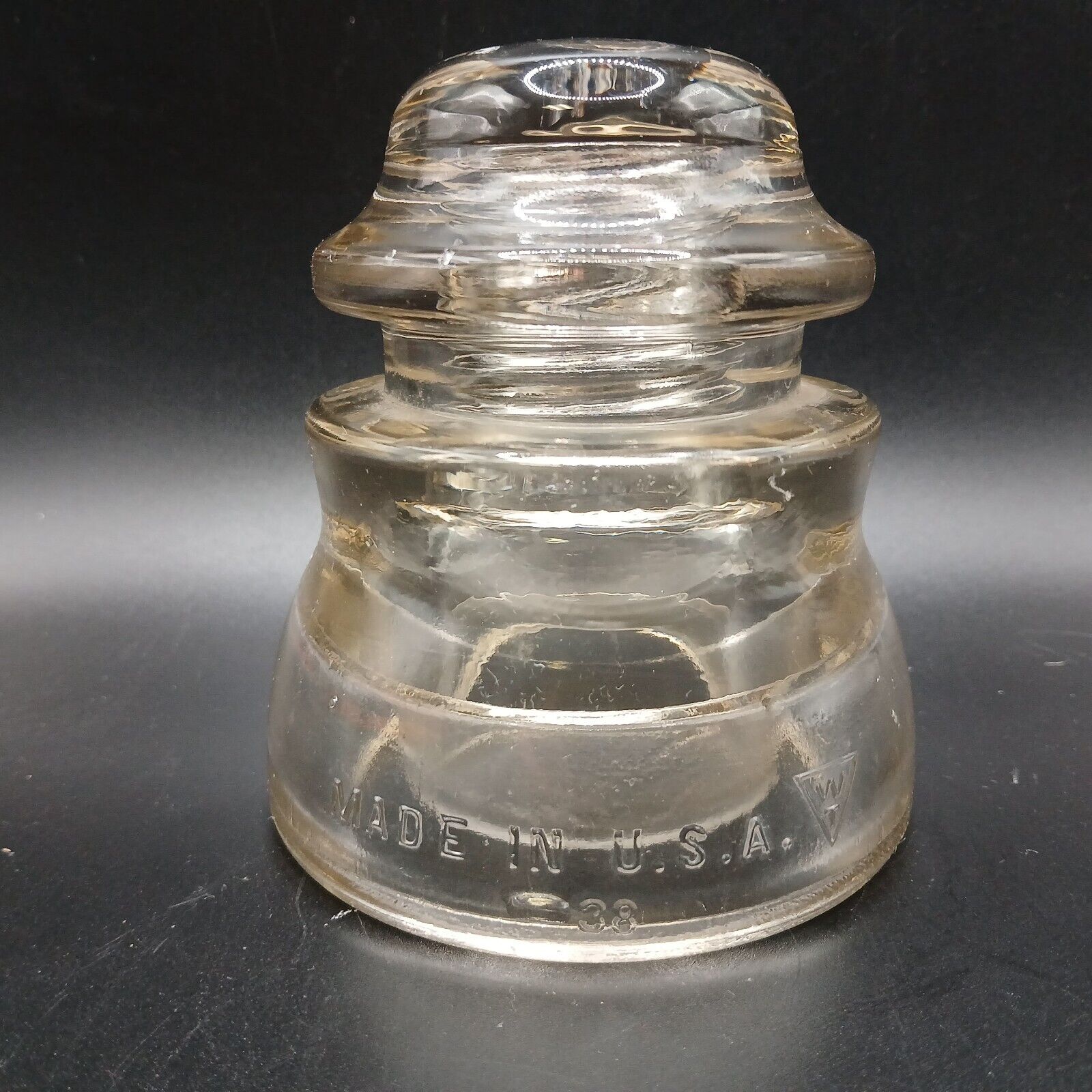 Vintage Whitall Tatum No. 1 Clear Glass  Electrical Insulator 15 - USA