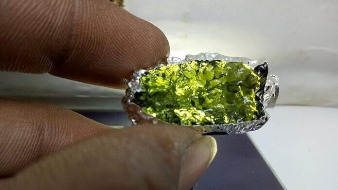 Natural Certified Moldavite Pendant Necklace Raw Moldavite (Green) Healing