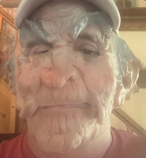 Vintage Halloween Mask Creepy Talking Old Man Wrinkles