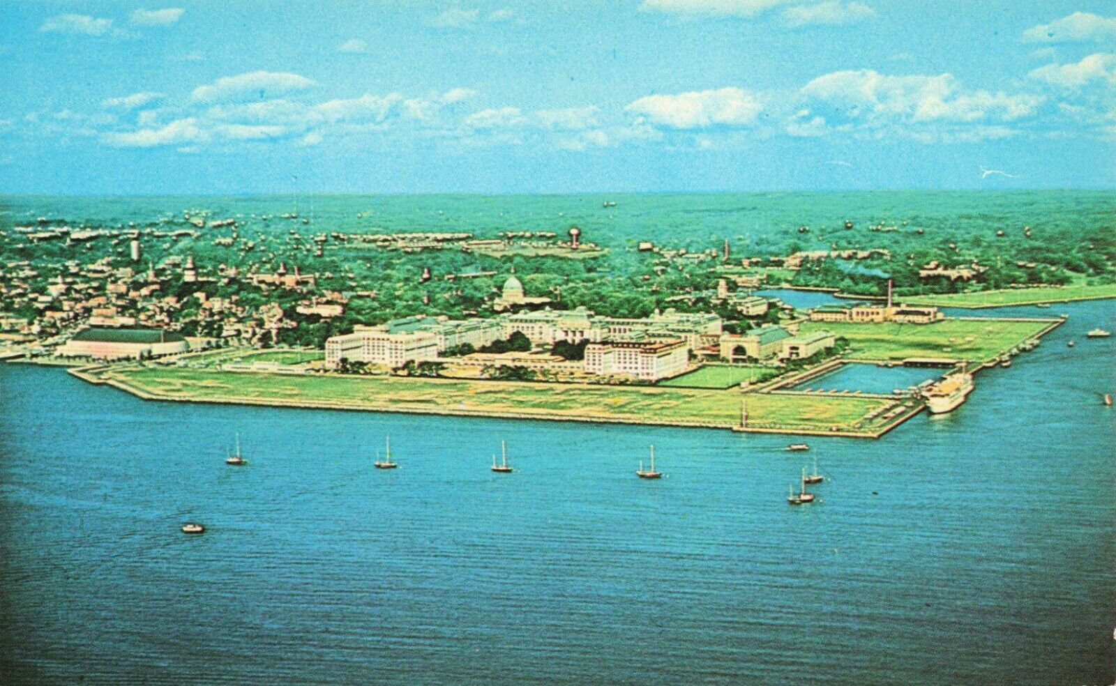 Postcard Aerial View of U.S. Naval Academy, Annapolis Maryland Vintage