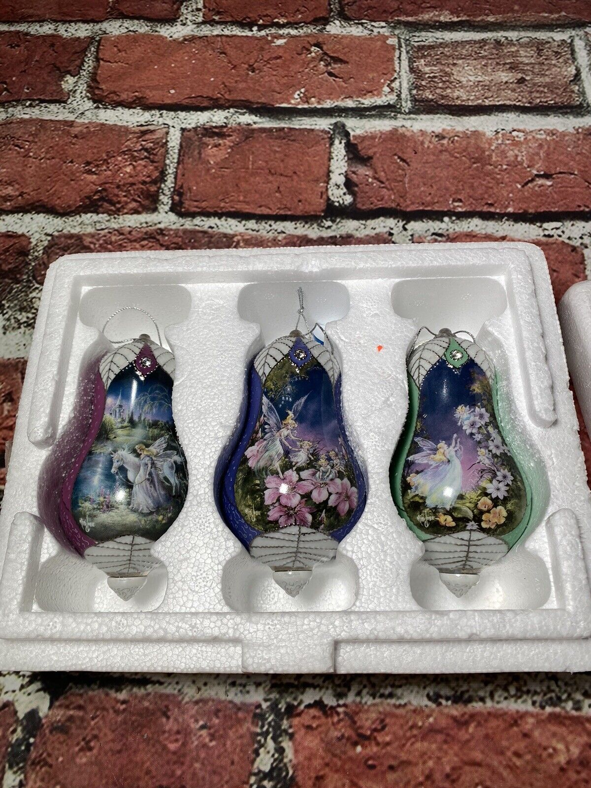 Set of 3 Bradford Edition  2001 Mimi Jobe's Fairyland Porcelain Ornaments