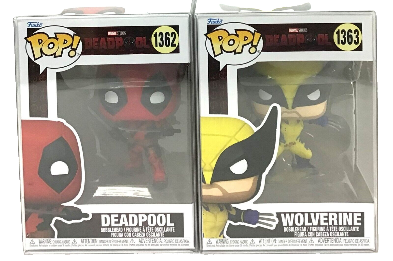 Funko Pop Marvel Deadpool Wolverine #1363 & Deadpool #1362 with POP Protectors
