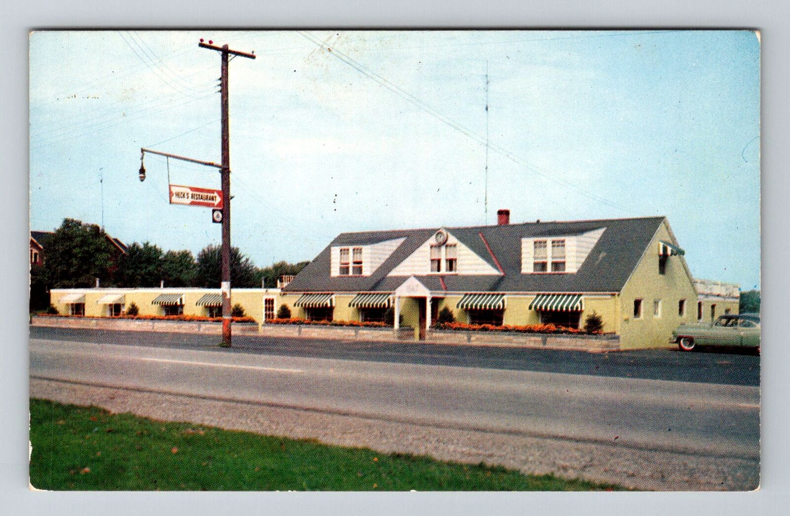 Columbiana OH-Ohio, Heck\'s Restaurant, Advertising, Vintage Postcard