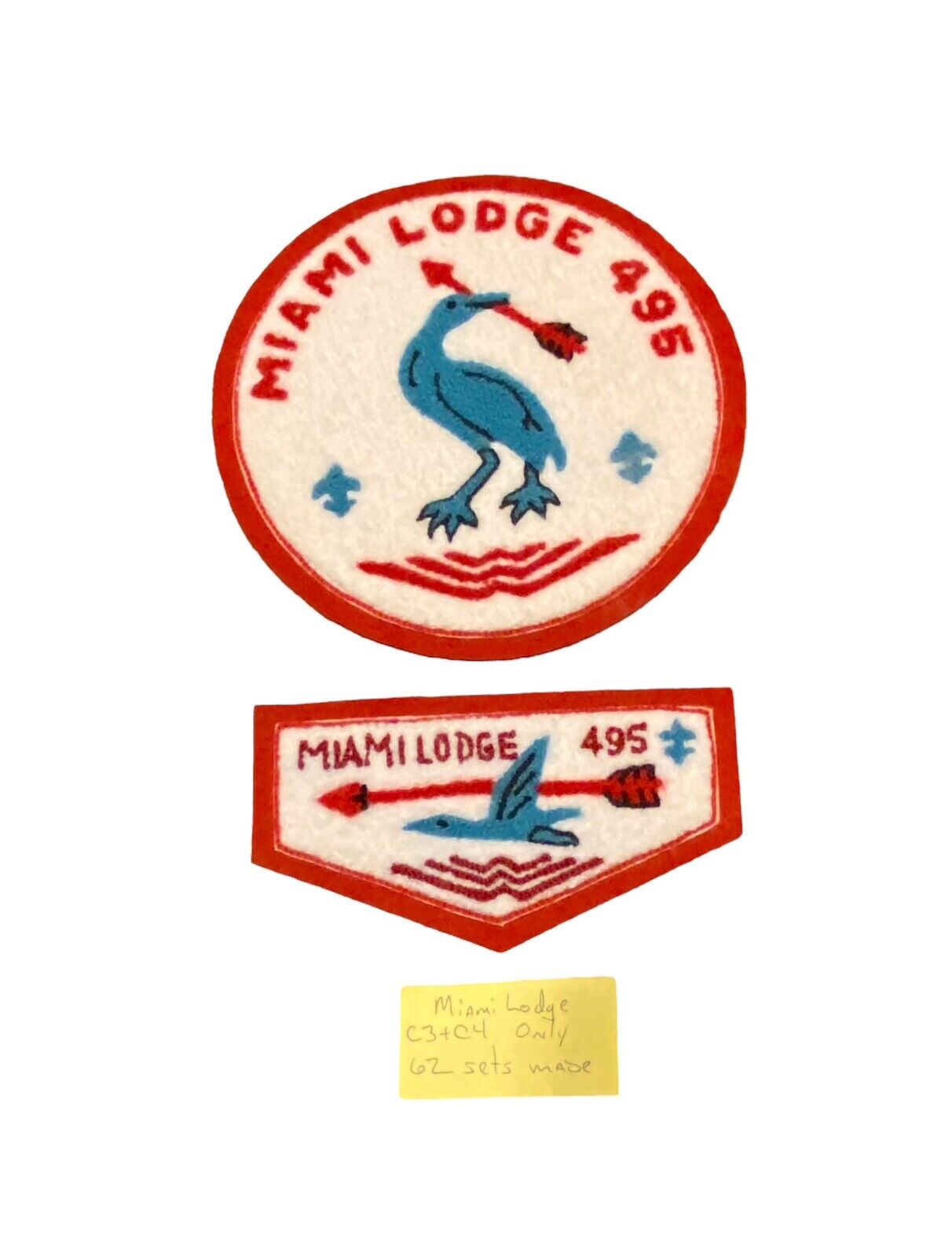 BSA Miami OA Lodge 495 Scout Chenille Jacket Patch C-4 10-62 2/88+C-3 10-81 2/88