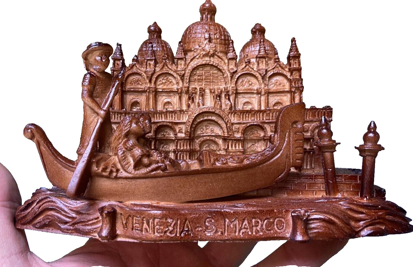 Venice, Italy San Marco Basilica Gondola Souvenir Sculpture, Made in Italy