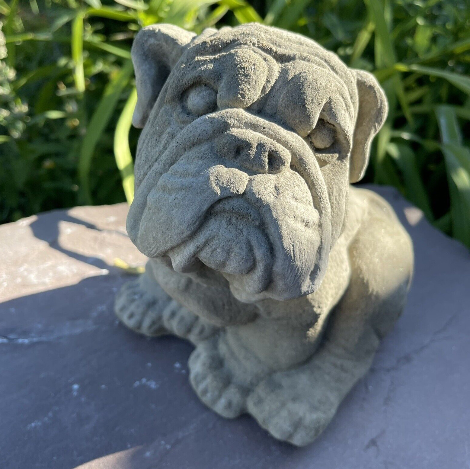 Concrete Bulldog Garden Statue Outdoor Memorial English Bull Dog Sculpture Art