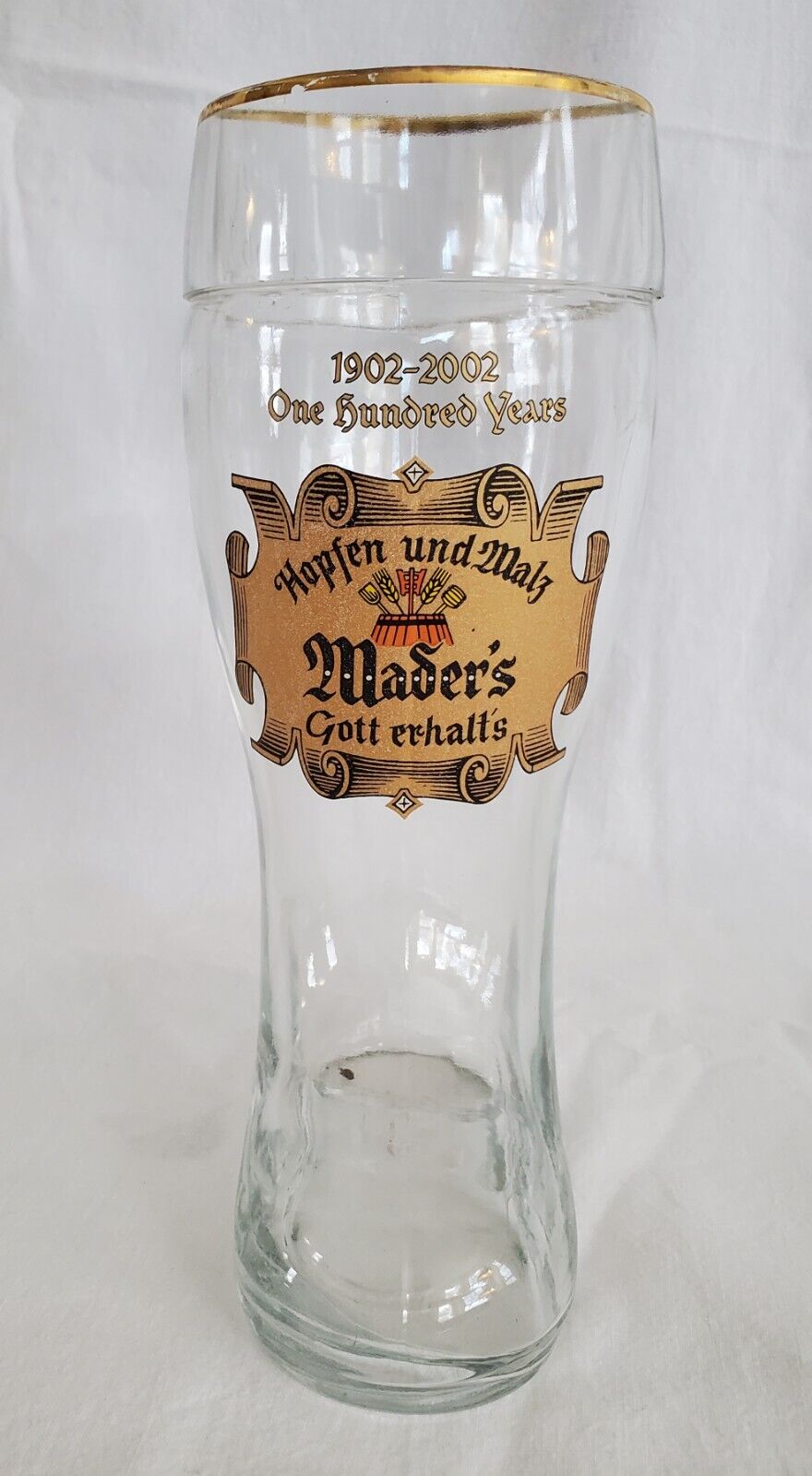 Vintage Maders restaurant 100 yr Anniversary 1902- 2002  Beer Glass Boot .5L 