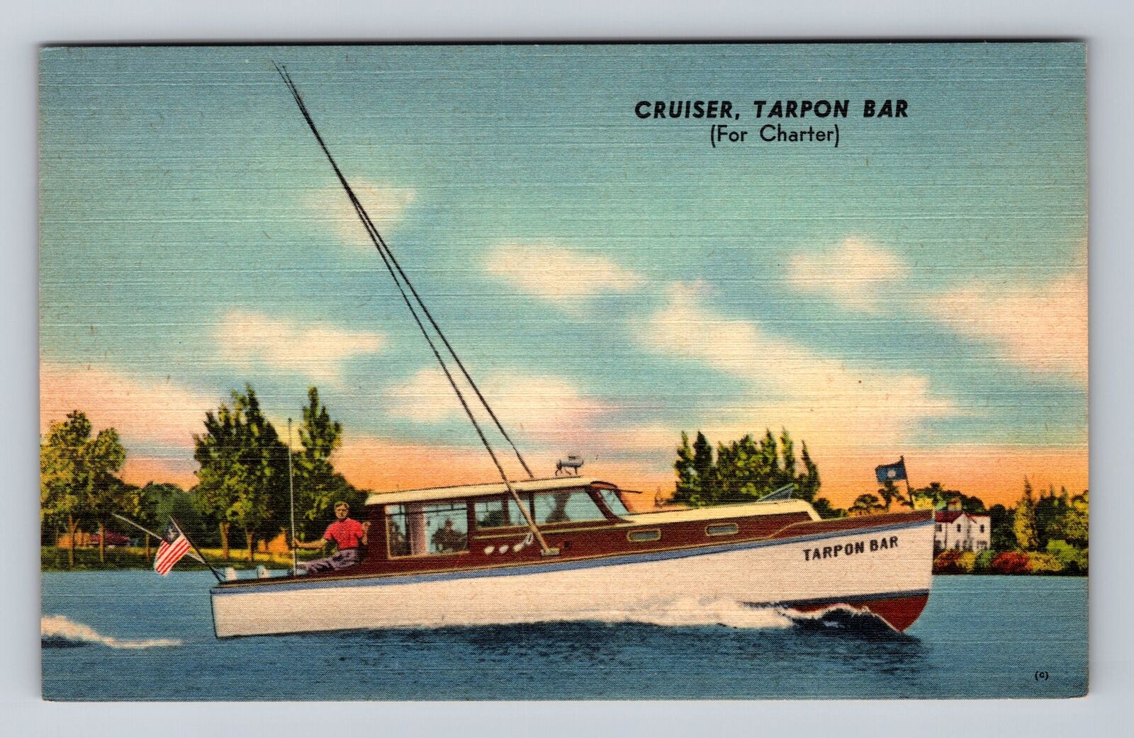 Nokomis FL-Florida, Tarpon Bar, Cruiser, Advertising, Antique Vintage Postcard