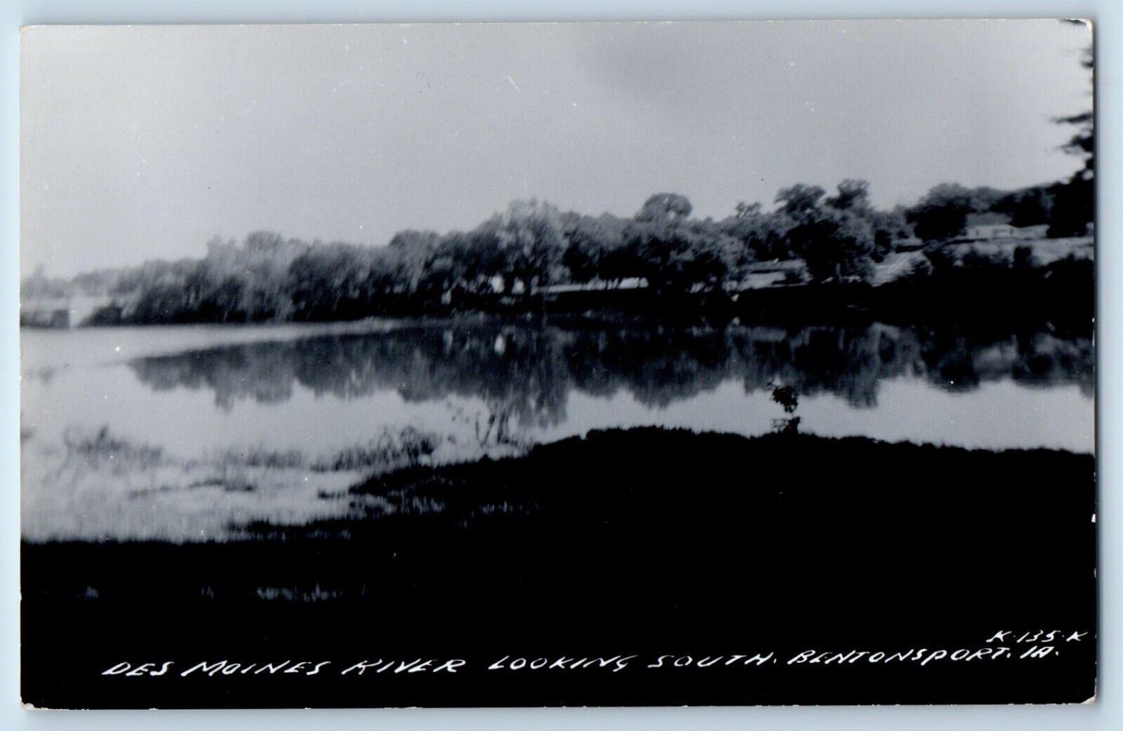 Bentonsport Iowa IA Postcard RPPC Photo Des Moines River Looking South c1940's
