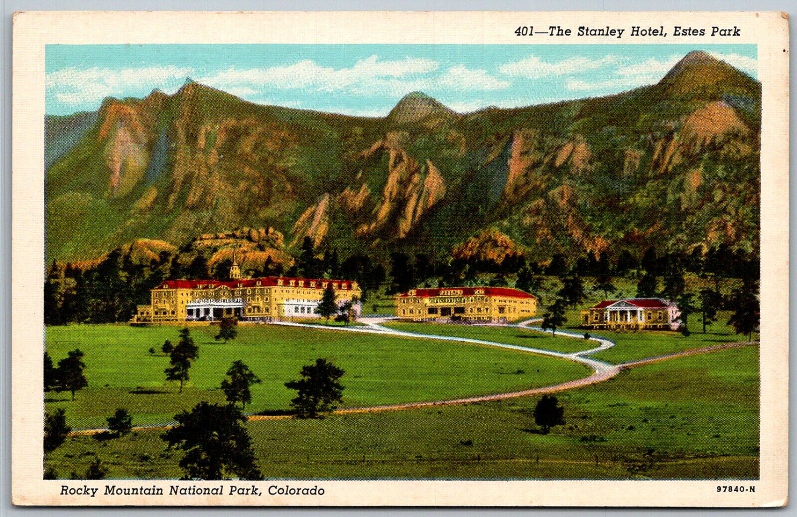 Estes Park Colorado 1940s Postcard The Stanley Hotel 