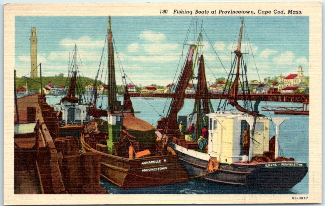 Postcard - Fishing Boats at Provincetown, Cape Cod, Massachusetts