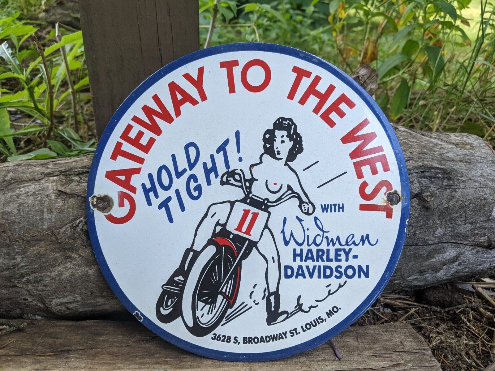 VINTAGE HARLEY-DAVIDSON MOTORCYCLE GATEWAY TO THE WEST PORCELAIN METAL SIGN 8