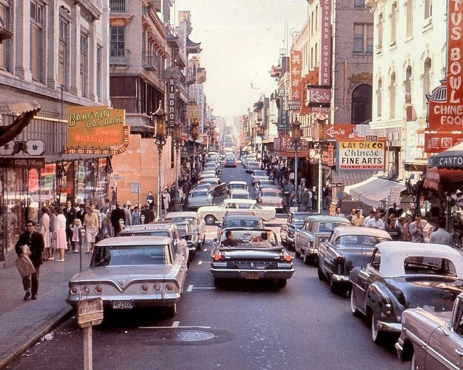 1961 CHINATOWN SAN FRANCISCO City Street with Classic Cars Poster Photo 13x19