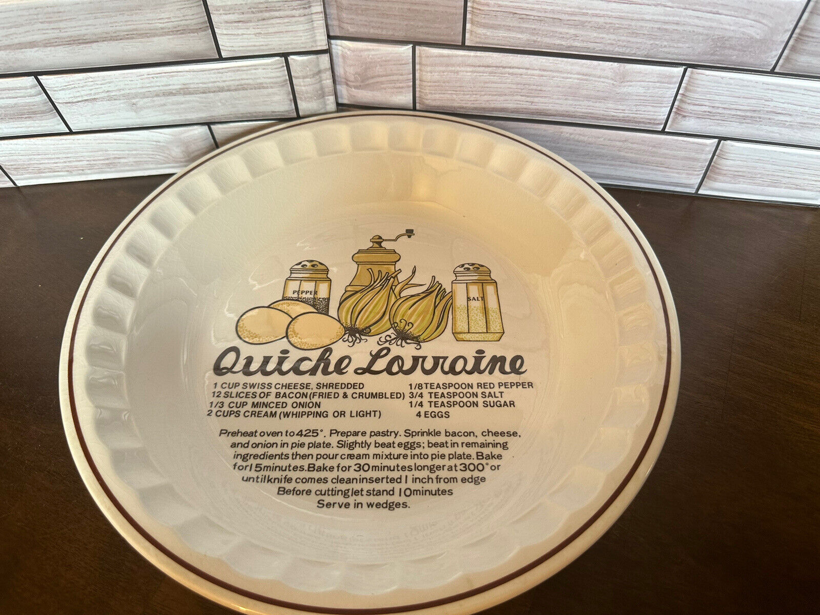 Vintage Hankook Quiche Lorraine Recipe Pie Dish Breakfast Decor