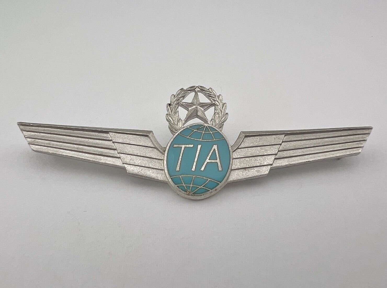 RARE 2nd Issue Trans International Airlines (TIA) Captain Wing Pin Badge 2 7/8\