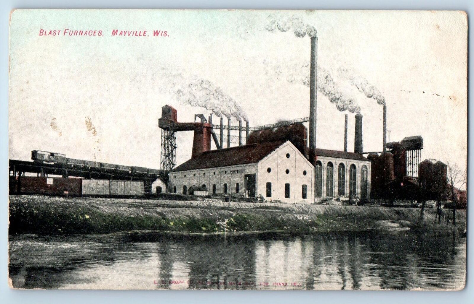 Mayville Wisconsin WI Postcard Blast Furnace  Building Exterior c1910s Antique