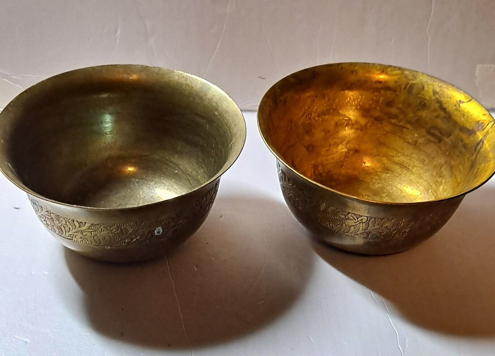 Vintage 2 piece Indian Brass Bowl Intricate Engraved Pierced