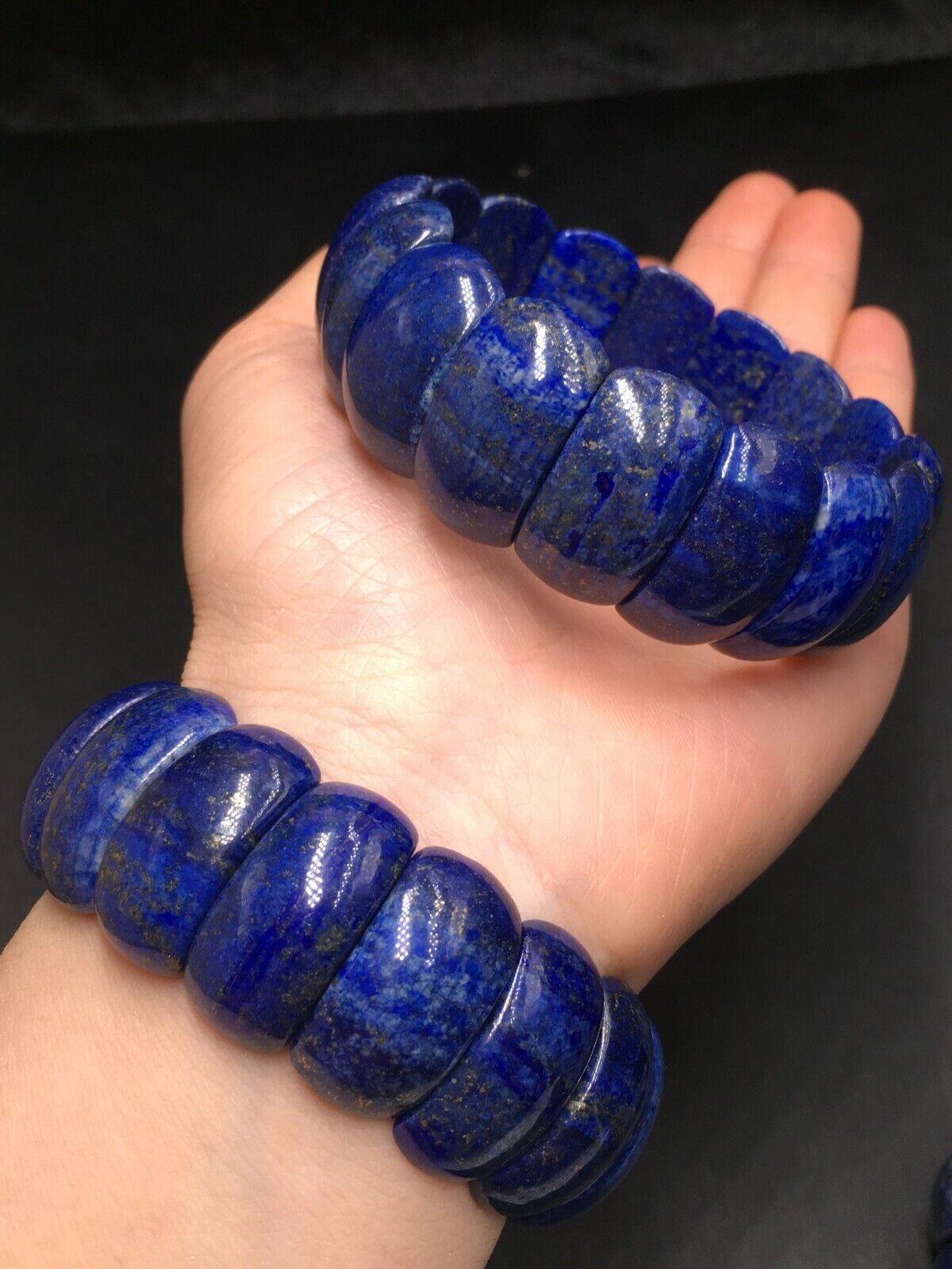 Natural Blue Lapis Lazuli Stone Quartz Crystal Gems Bangle Bracelet Reiki Gift 