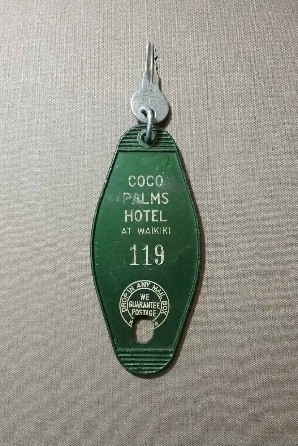 Vintage Hotel Key Coco Palms Hotel Honolulu Waikiki Beach 1950s Elvis Movie Site
