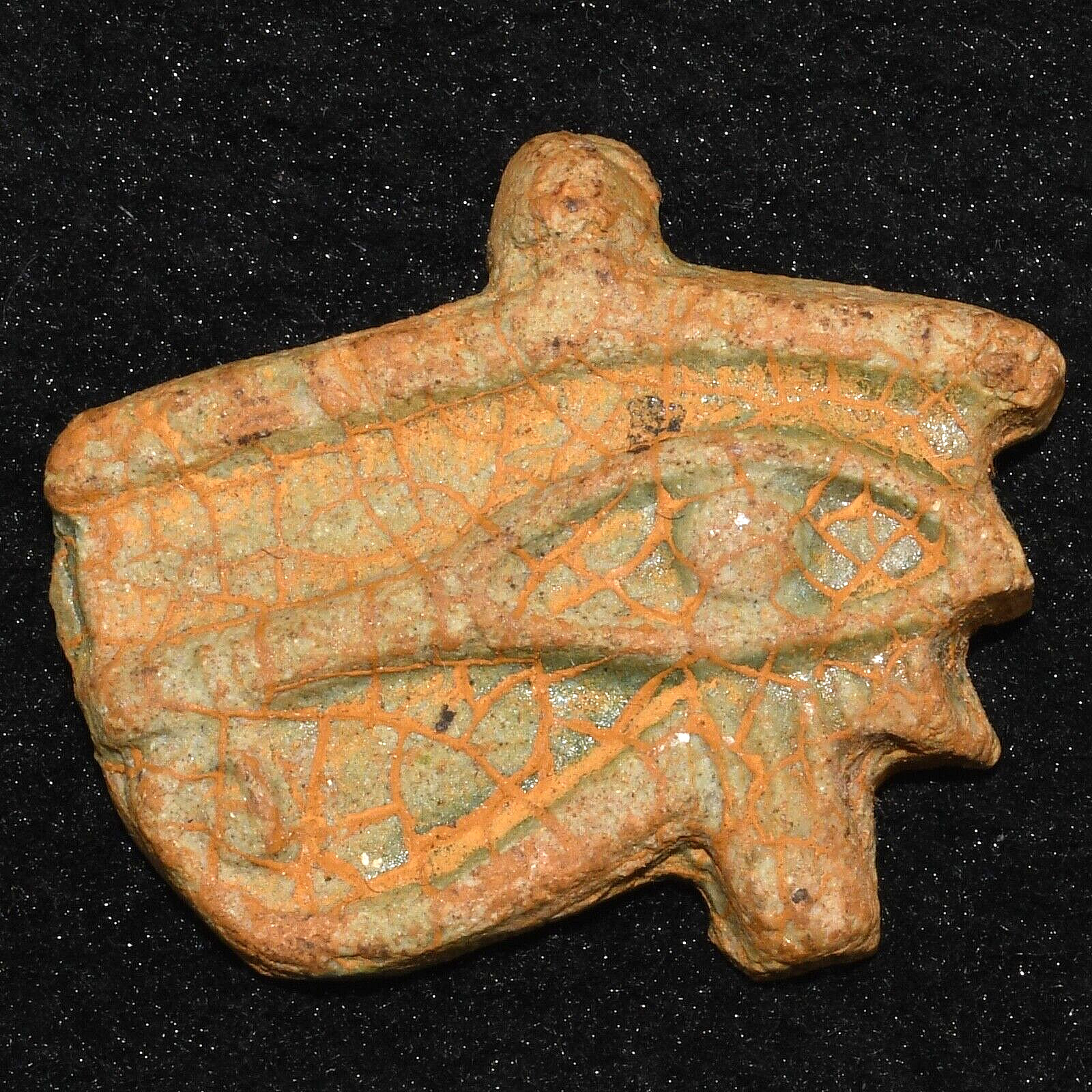 Genuine Ancient Egyptian Faience Eye of Horus Amulet Pendant Circa 664–332 B.C.