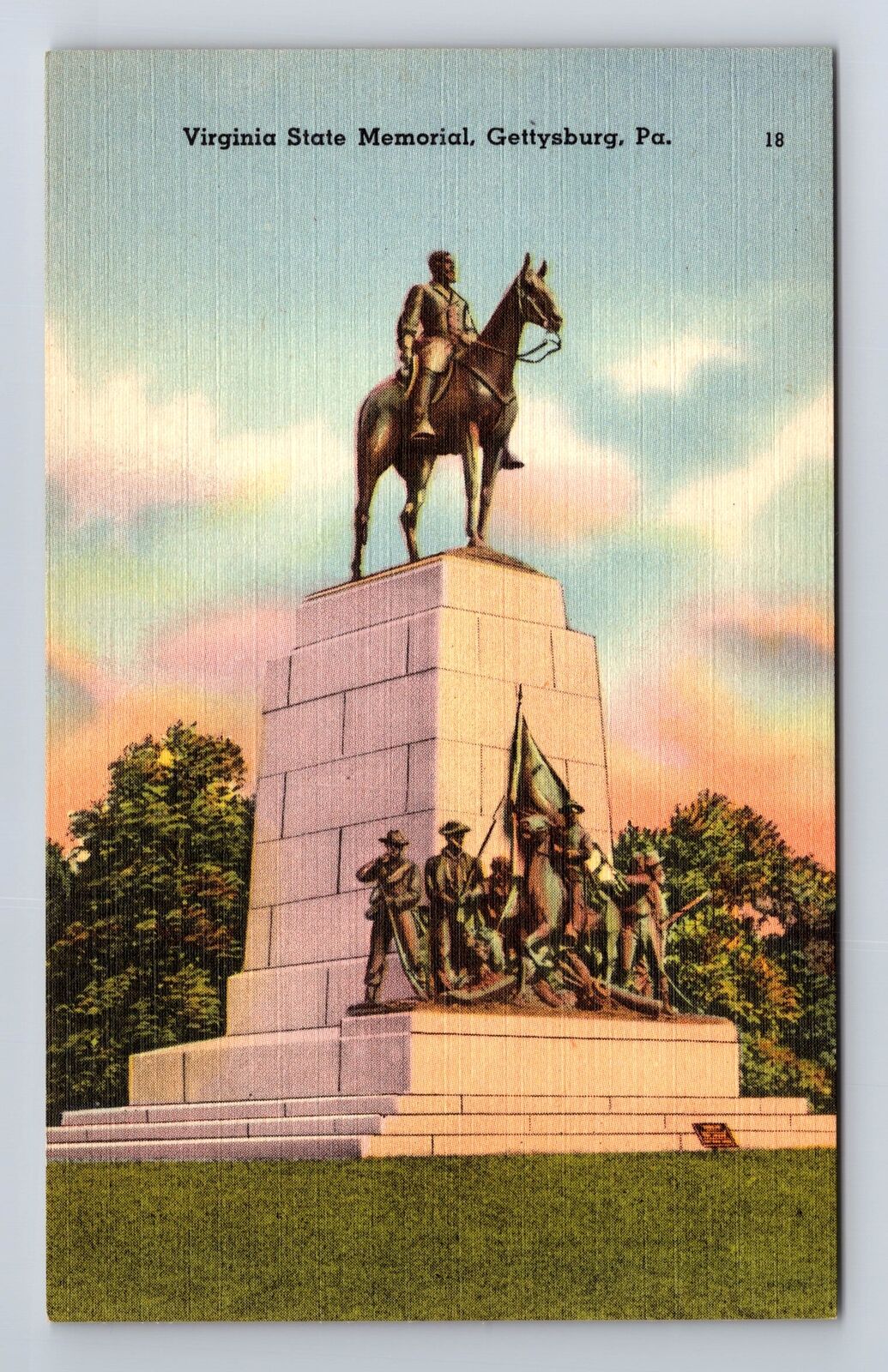 Gettysburg PA-Pennsylvania, Virginia State Memorial, Antique, Vintage Postcard