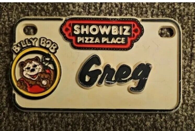 Vintage 1980's ShowBiz Pizza Place Billy Bob Souvenir Name License Plate Greg
