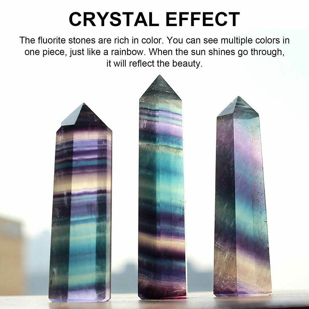 9-10cm Hexagonal Rock Wand Labradorite Fluorite Quartz Crystal Obelisk Long
