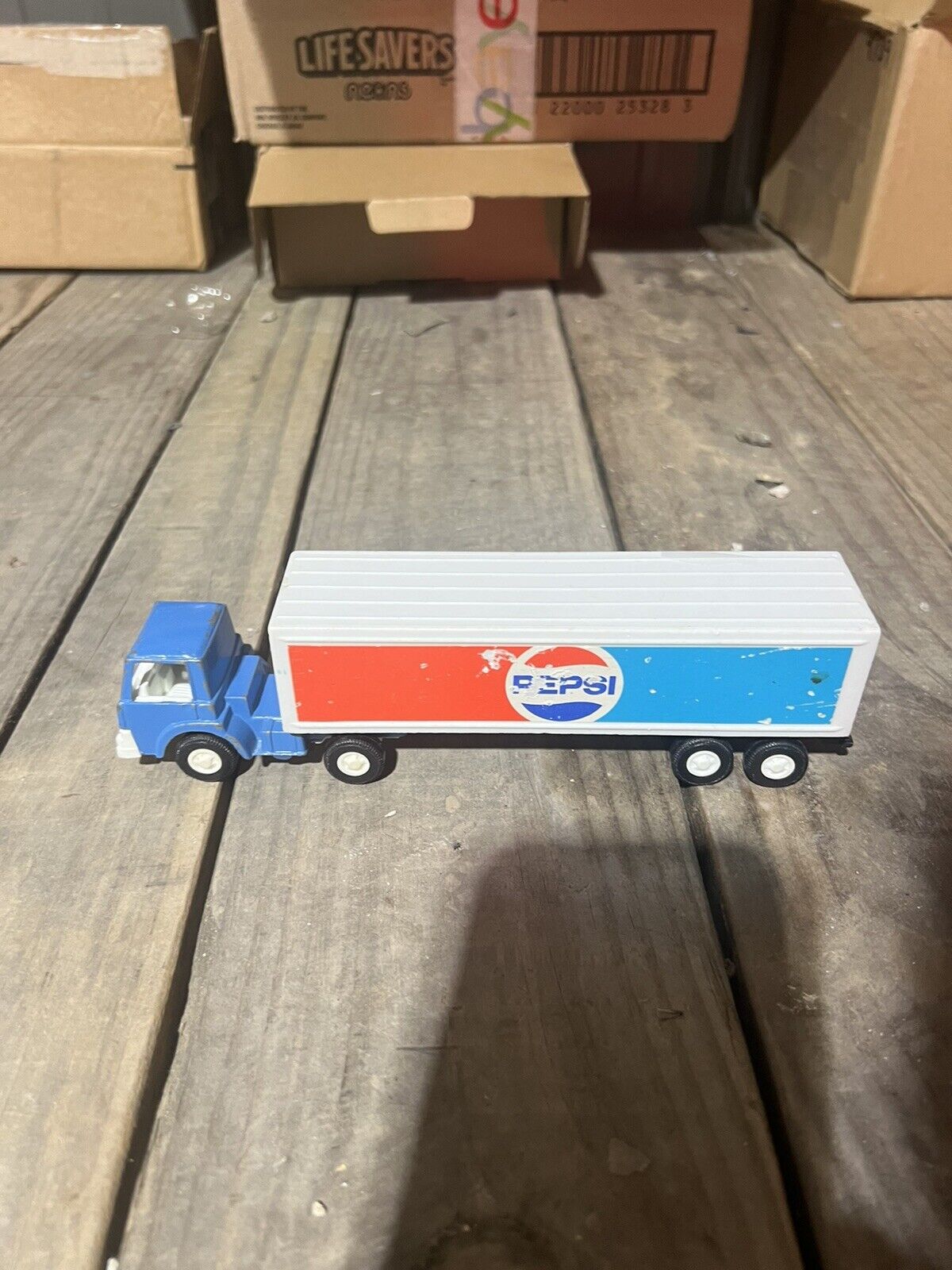 Vintage 1970 Tootsie Toy 8.5” Pepsi Tractor Trailer Semi Delivery Truck 2 Doors