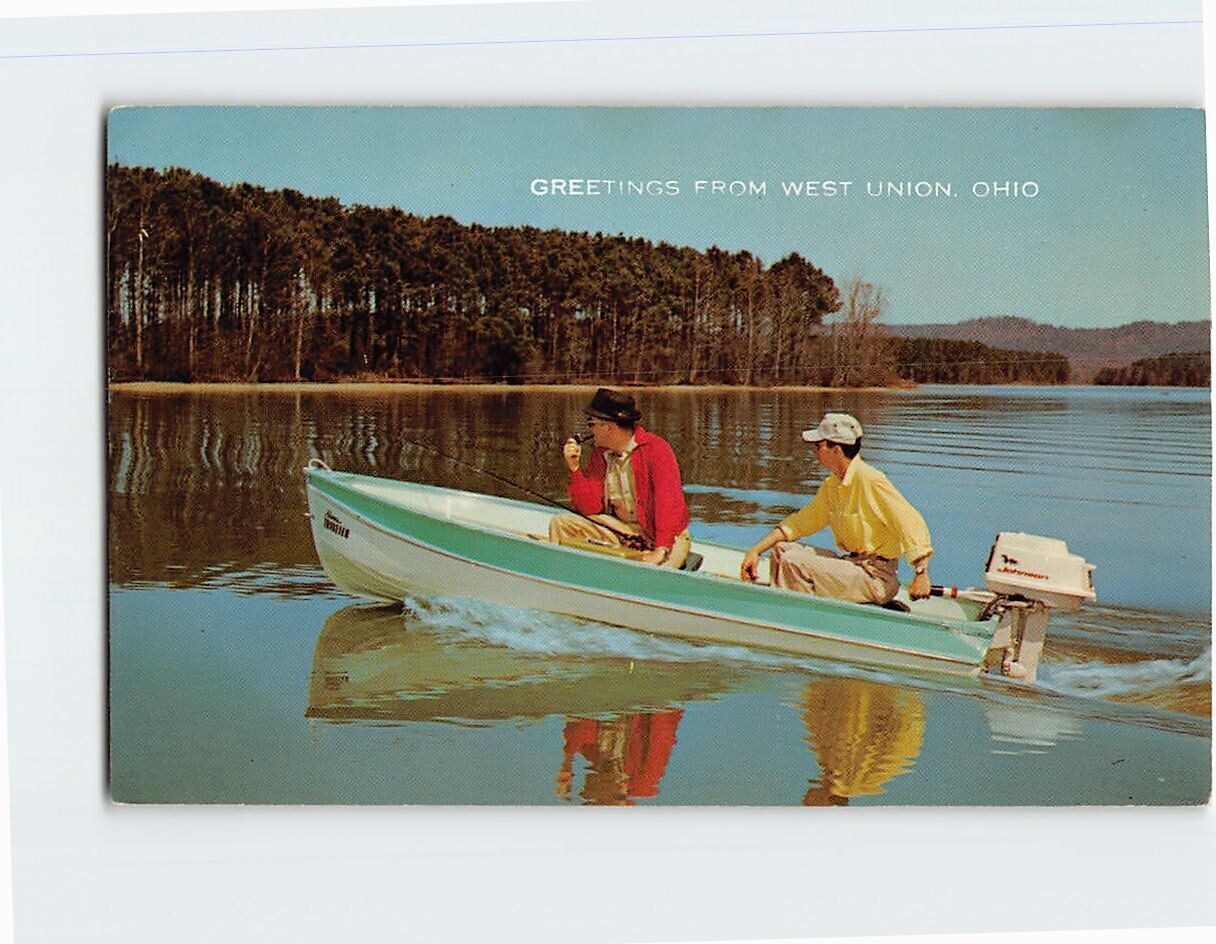 Postcard The Fishing Hole is Just Ahead Greetings from West Union Ohio USA