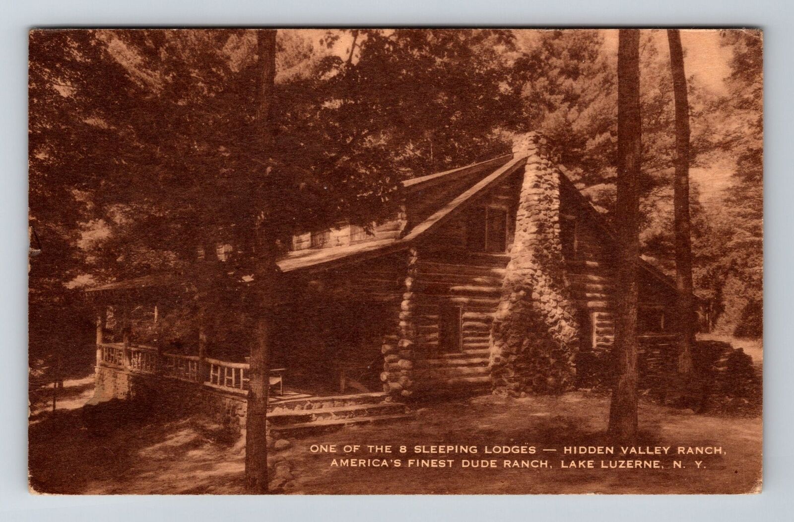 Lake Luzerne NY-New York, Hidden Valley Ranch, c1944 Vintage Souvenir Postcard