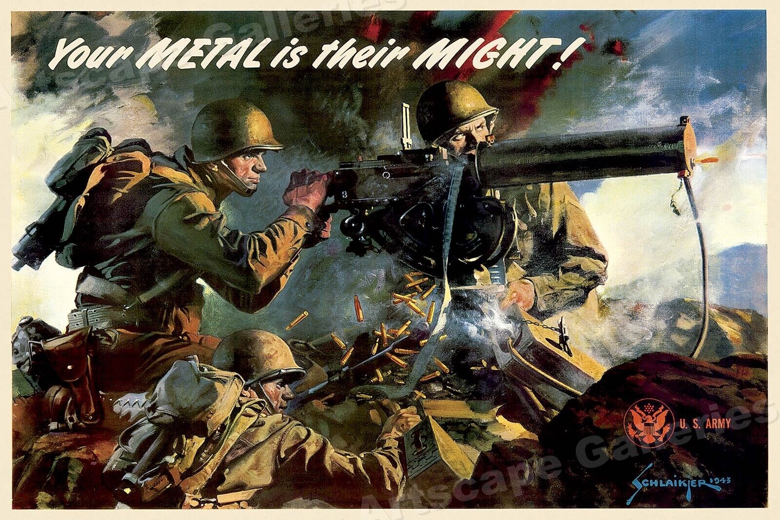 Your Metal is their Might 1943 WWII War Poster - 24x36