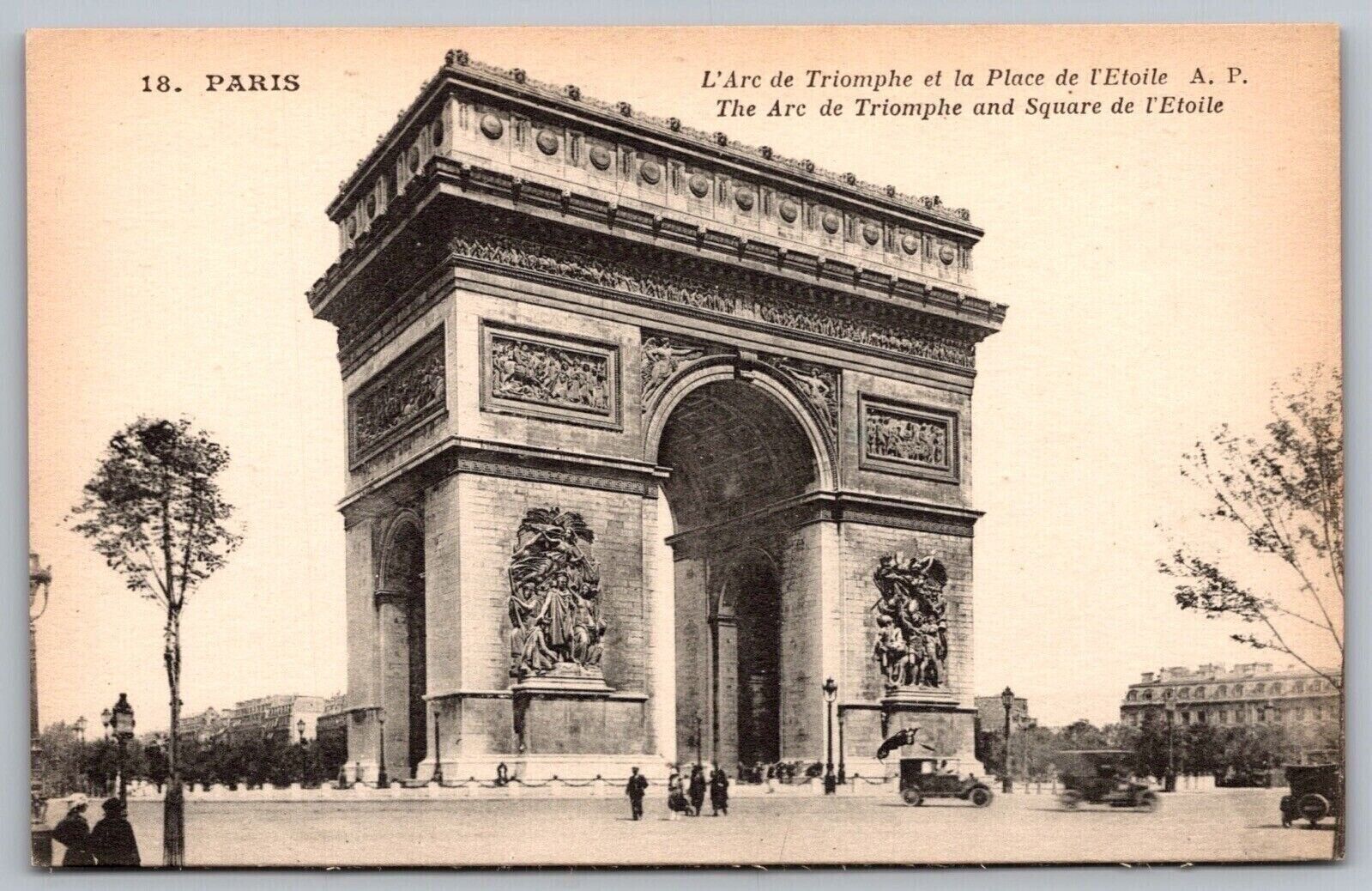 Paris The Arc De Tromphe And Square De Etoile Postcard