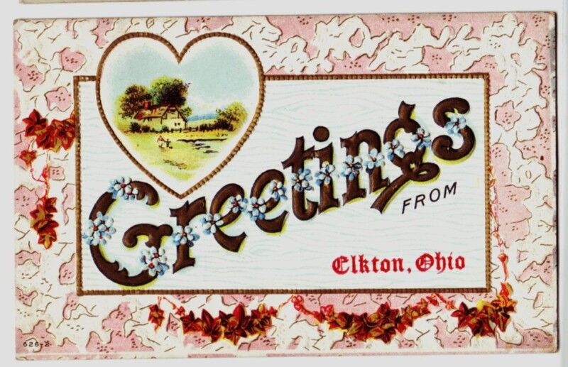 Old ELKTON Ohio Postcard Greetings Columbiana Co Lisbon