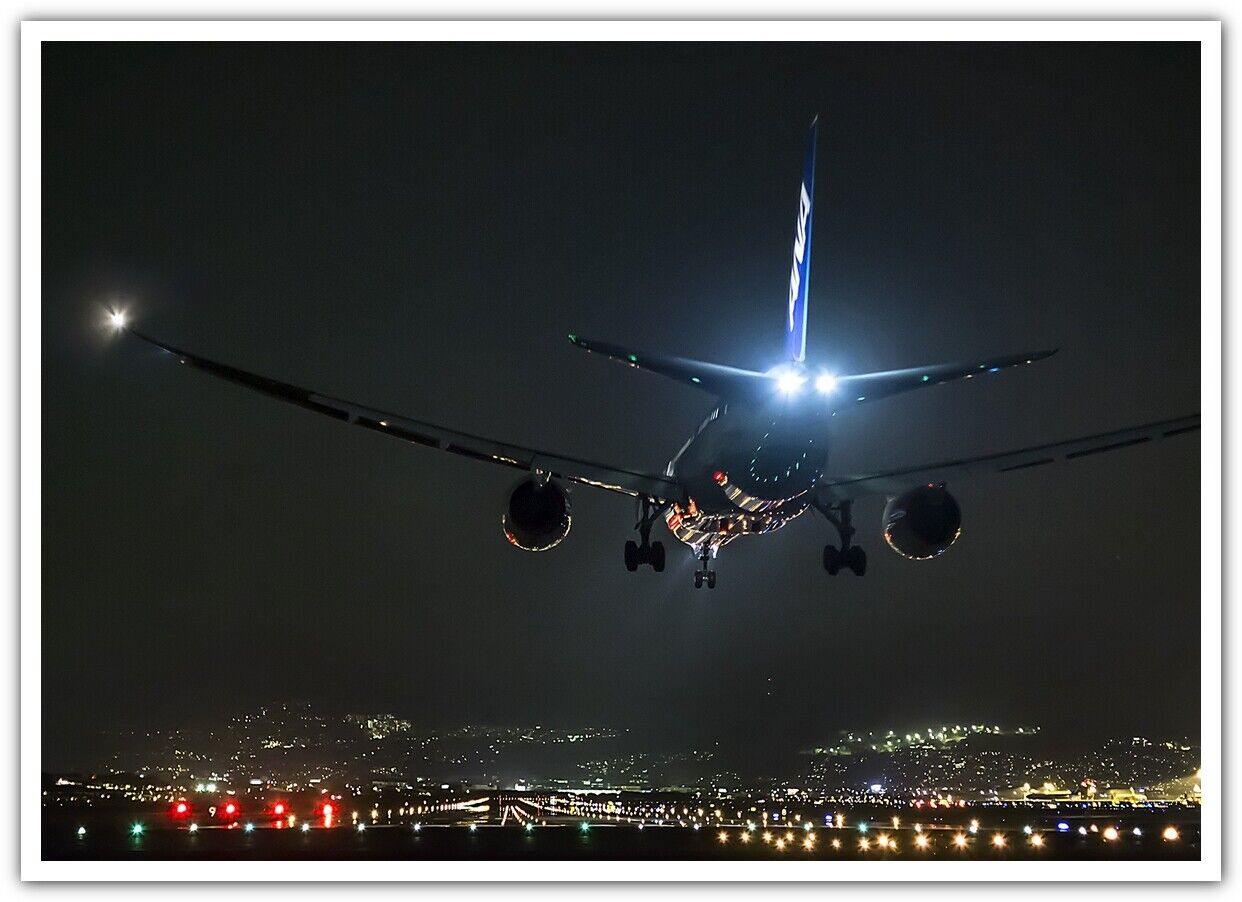 Boeing airplane aircraft night airport runway landing passenger aircraft city 17
