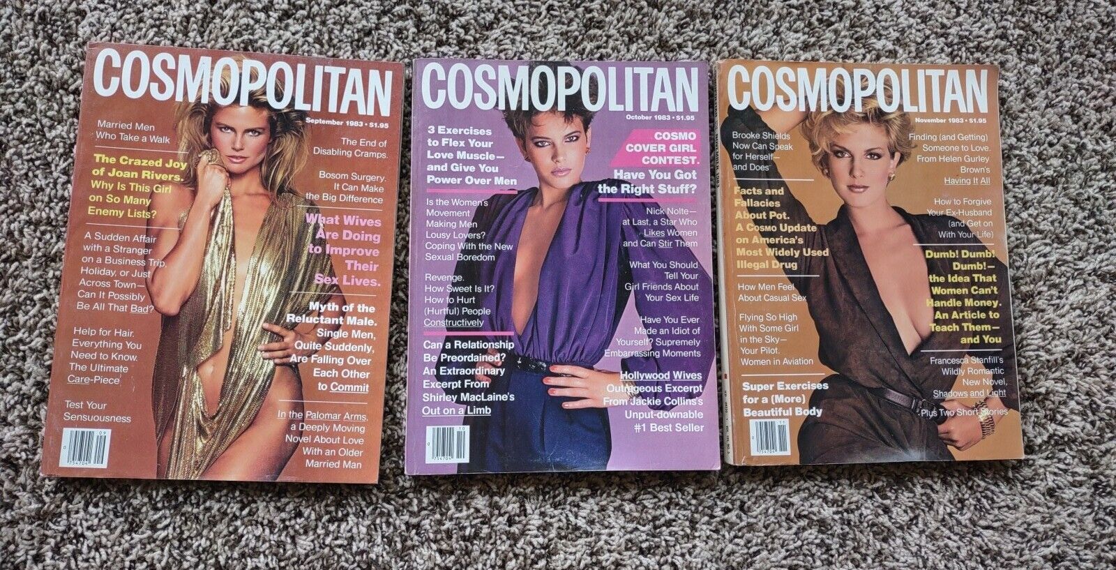 3 Vtg 1983 Christie Brinkley Lea Patricia Van Cosmopolitan Magazine Sept Oct Nov