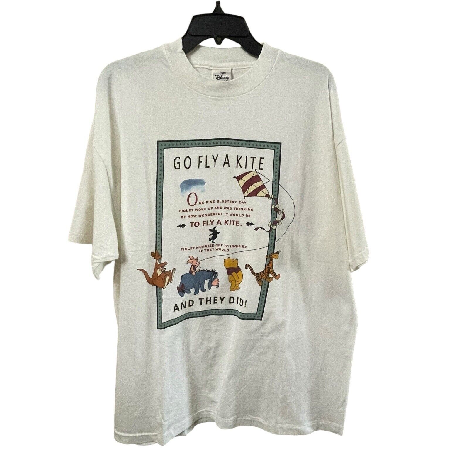 Vintage Disney Store XL T-Shirt Winnie the Pooh Go Fly a Kite USA Single Stitch