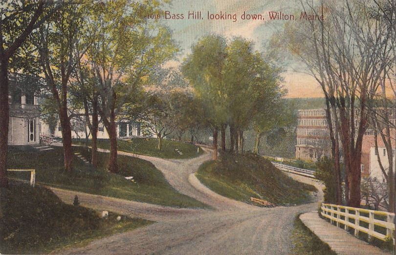  Postcard Bass Hill Looking Down Wilton ME 