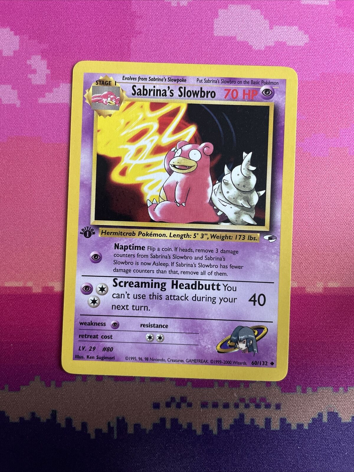 Pokemon Card Sabrina's Slowbro Gym Heroes 1st Edition Uncommon 60/132 Near Mint
