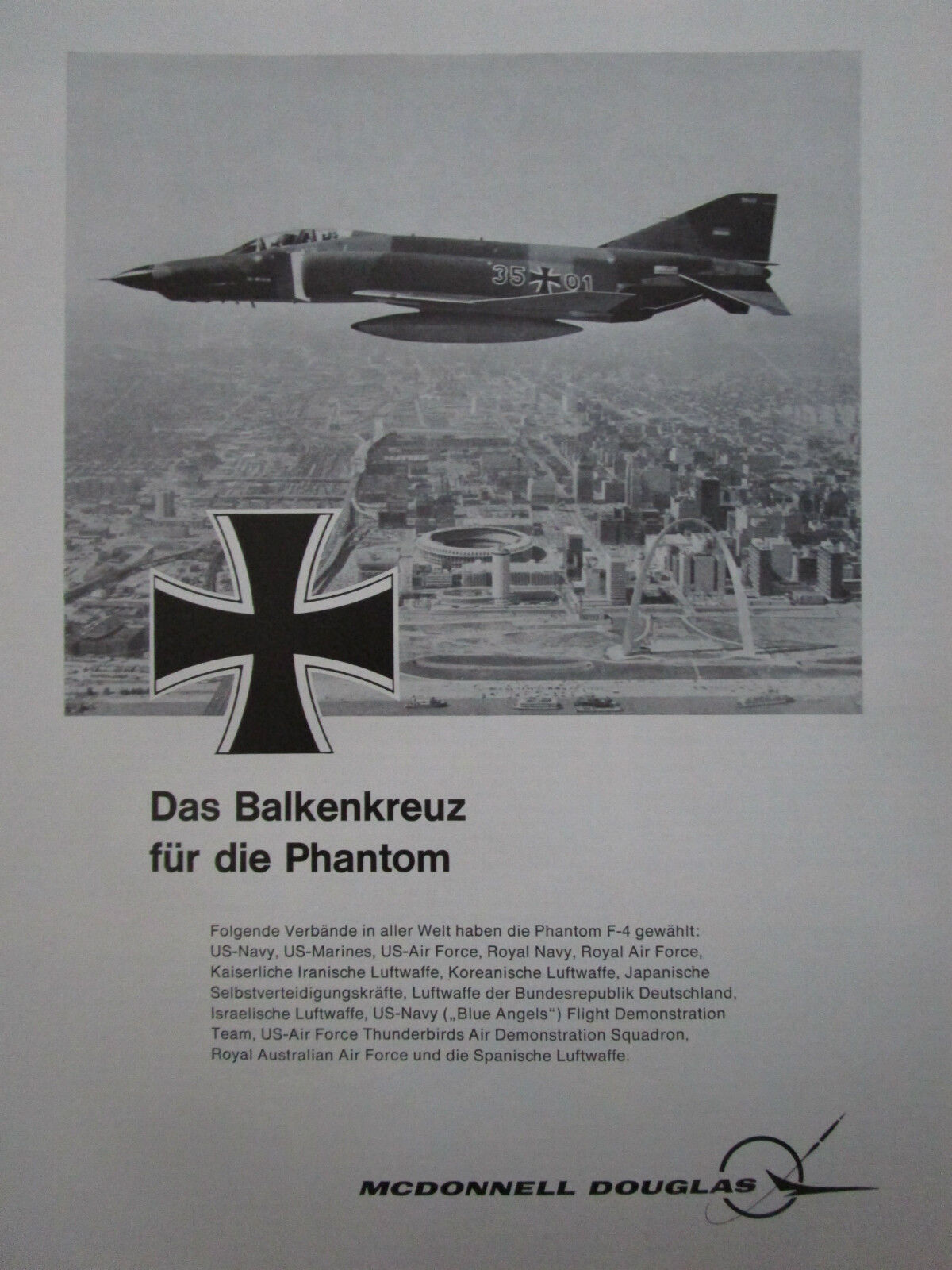 5/1971 PUB MCDONNELL DOUGLAS F-4 PHANTOM AIR FORCE BEAM CROSS GERMAN AD