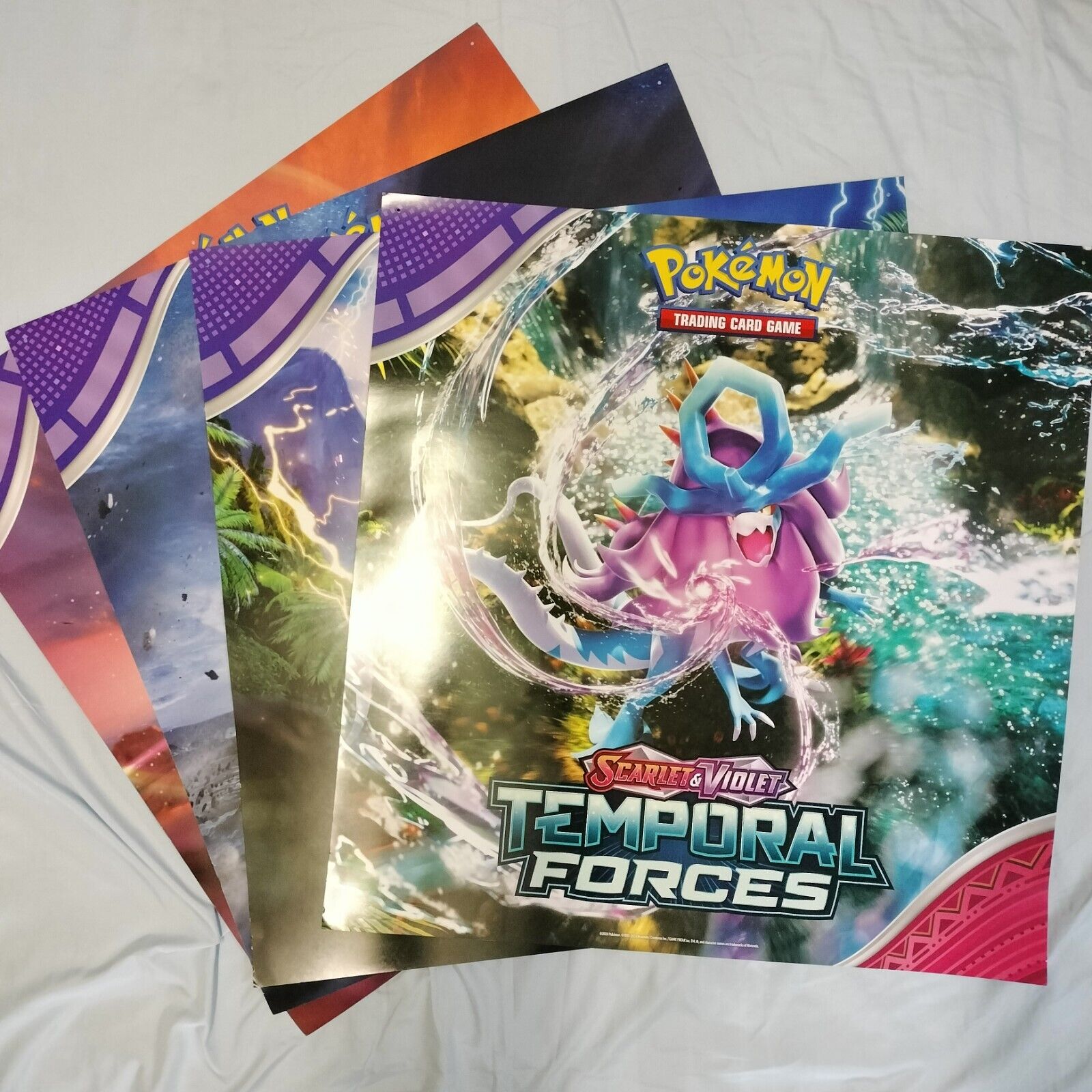 Temporal Forces Pokemon Poster x4 Scarlet & Voilet EB Games Double Sided Promo