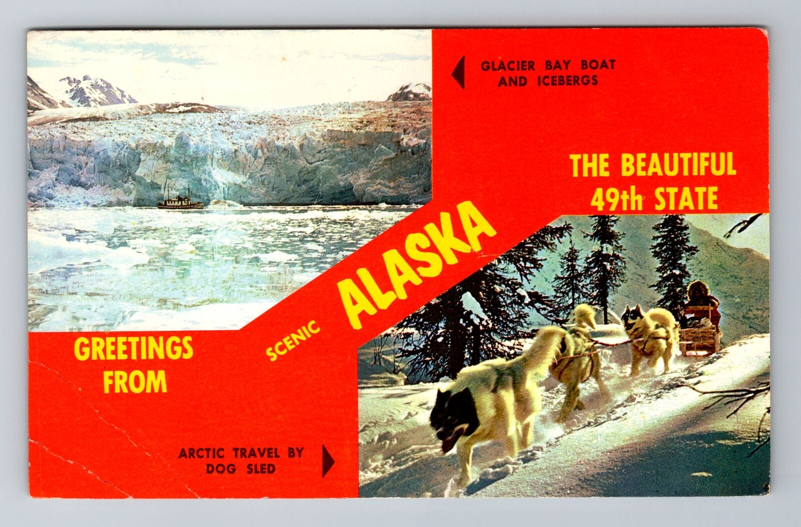 Alaska, AK-Alaska, Scenic Greetings, Dog Sledding Antique, Vintage Postcard