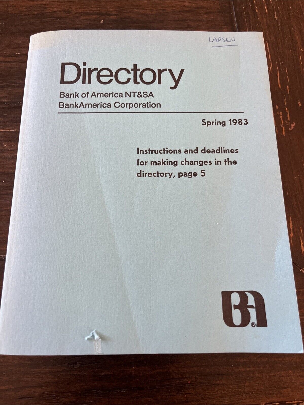 Bank Of America Corporate Directory 1983 Employee Vendor & Associates