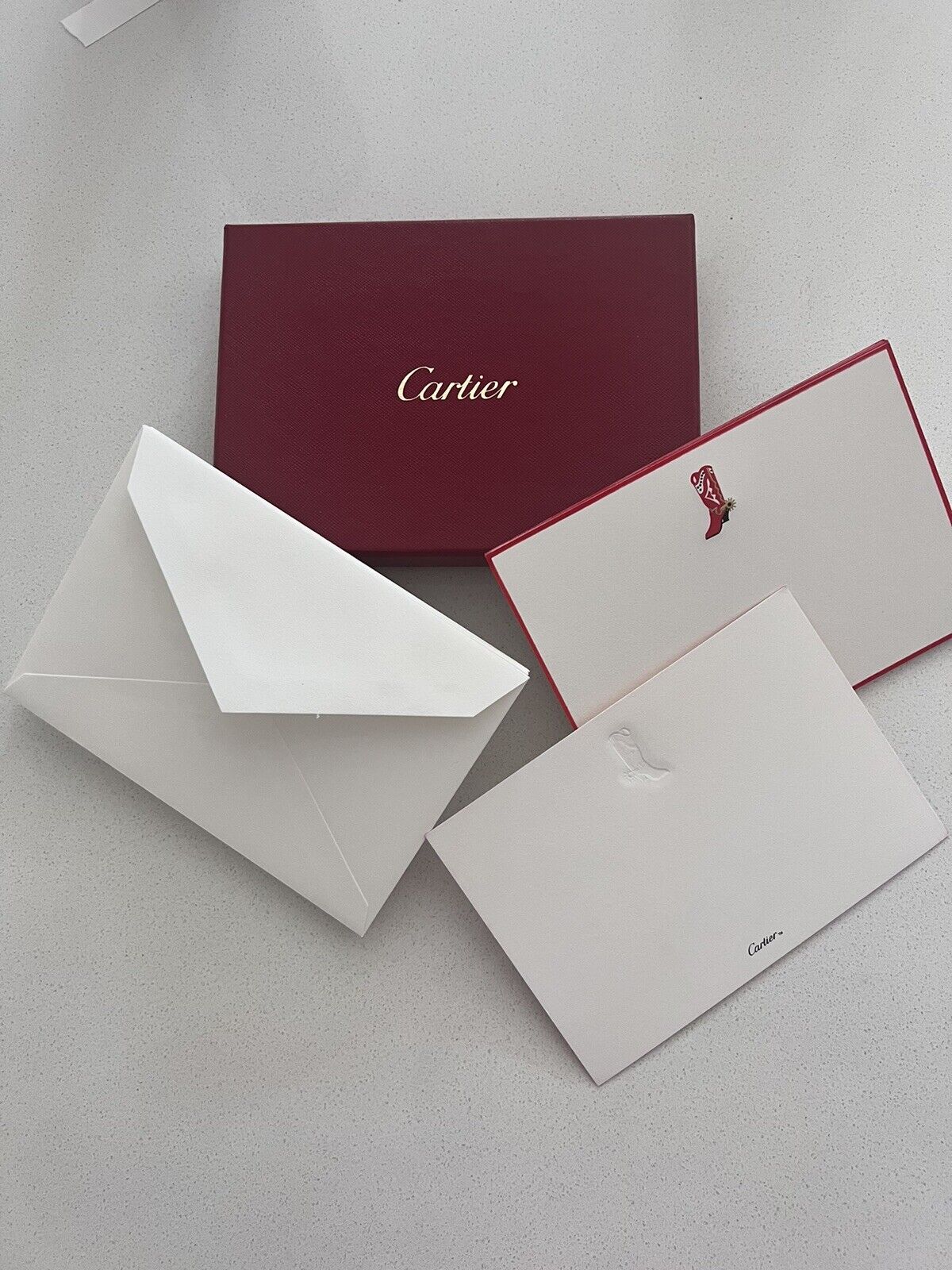 AUTHENTIC Cartier 8 Stationery Card Letter Notes 9 Envelopes In Original Box