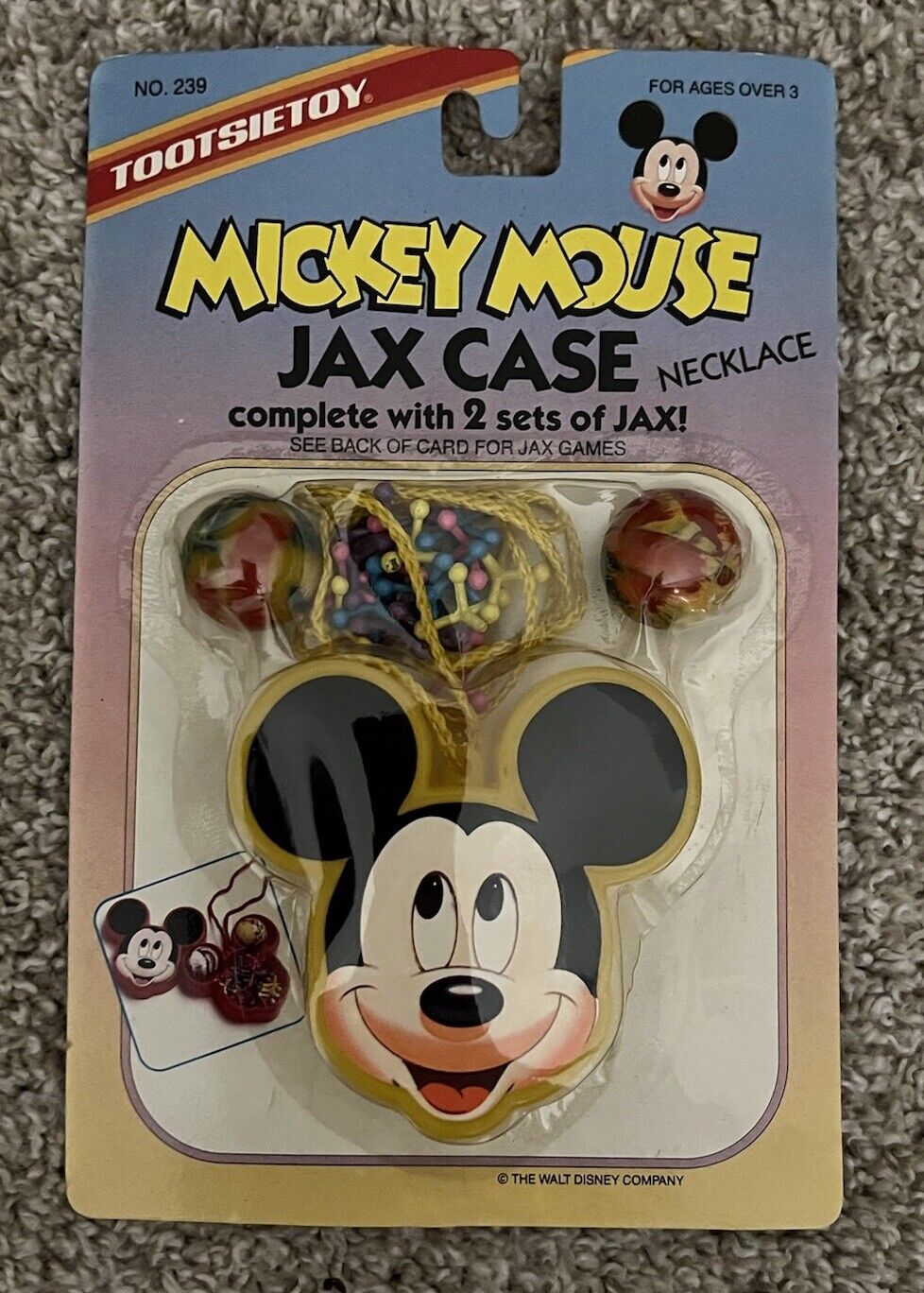 Vtg 1990 Tootsie Toys Mickey Mouse Jax Case Toys Game Walt Disney World Necklace