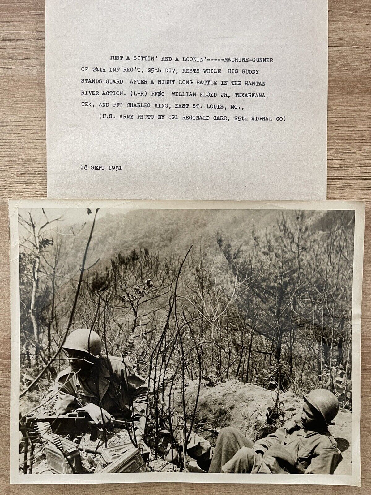 1951 Korean War US ARMY Soldiers at Hantan River Action Original Photo & Doc